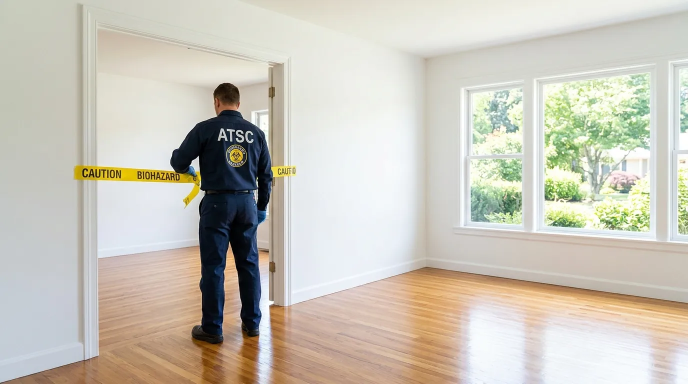 Certified biohazard cleanup crew performing Decomposition Cleanup in Evanston